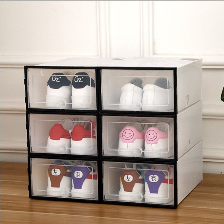 Spot wholesale men's transparent thick flip-type dustproof multifunctional plastic shoe box shoe cabinet storage box