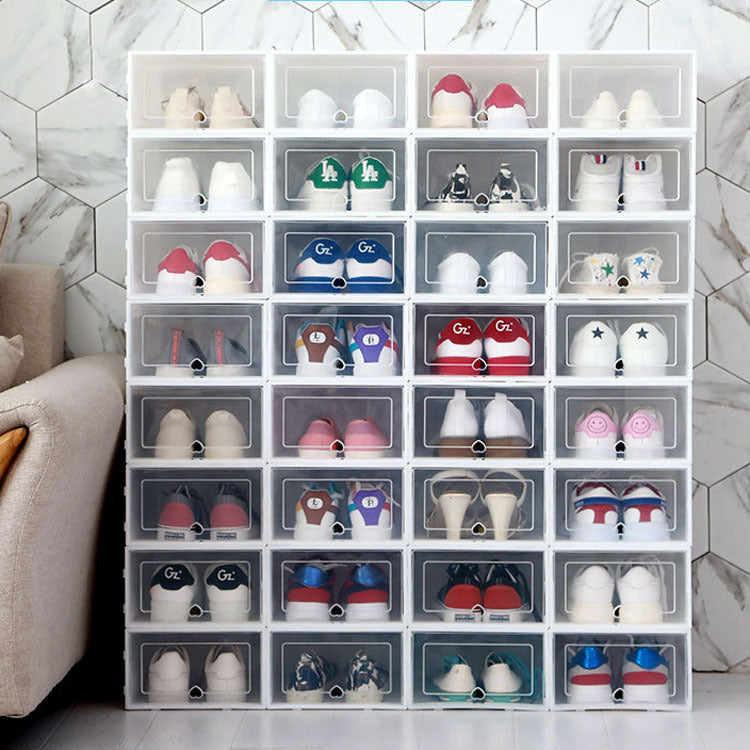 Spot wholesale men's transparent thick flip-type dustproof multifunctional plastic shoe box shoe cabinet storage box