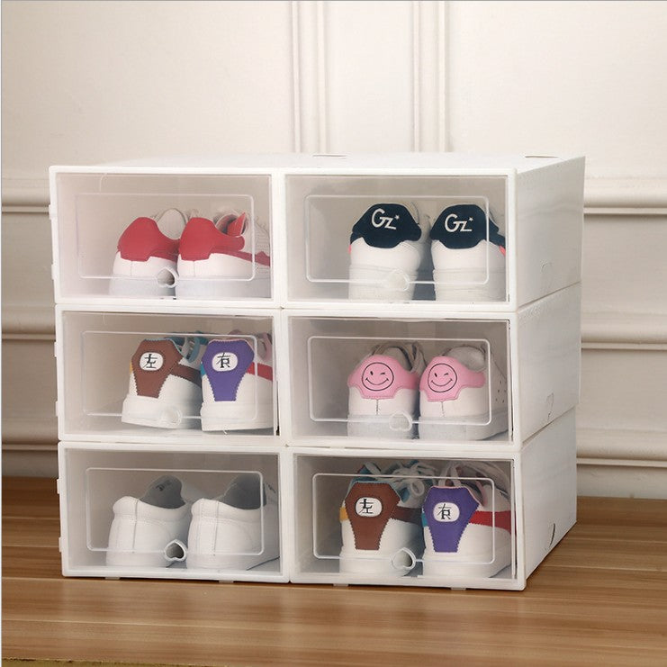 Spot wholesale men's transparent thick flip-type dustproof multifunctional plastic shoe box shoe cabinet storage box