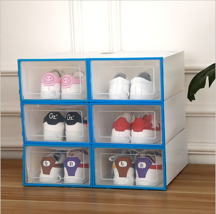 Spot wholesale men's transparent thick flip-type dustproof multifunctional plastic shoe box shoe cabinet storage box