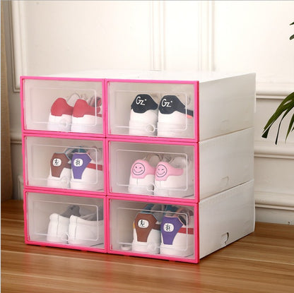 Spot wholesale men's transparent thick flip-type dustproof multifunctional plastic shoe box shoe cabinet storage box