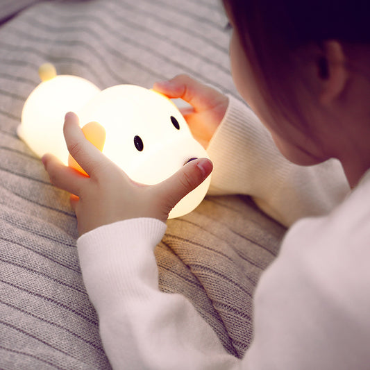 Dimmable Led Night Light Lamp Touch Silicone Puppy Cartoon For Baby Children Kids Gift Bedside Bedroom Living Room Decoration