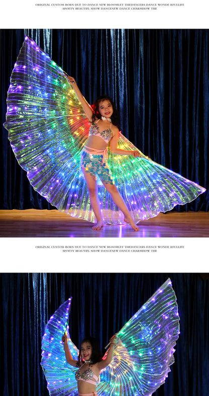 Dancer, children's color LED luminous wings, dance wings, belly dance, dance performance, fluorescent butterfly cape 7 #