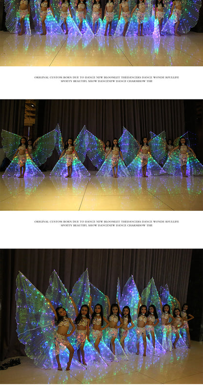 Dancer, children's color LED luminous wings, dance wings, belly dance, dance performance, fluorescent butterfly cape 7 #