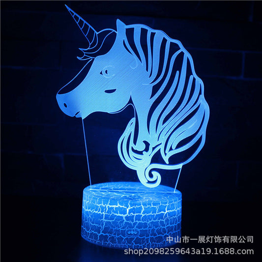 Exclusive for Amazon Explosion Unicorn Series Colorful Creative 3D Lights LED Night Lights Gift Table Lamps Visual Lights