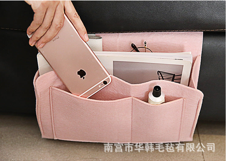 Bedside Storage Bag Felt Bed Sofa Side Pouch Remote Control Hanging Caddy Bedside Couch Storage Organizer Bed Holder Pockets