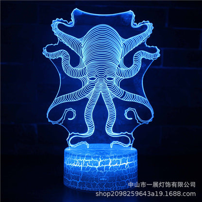 Cross-border special for shark jellyfish series colorful creative 3DLED night light gift table lamp visual light