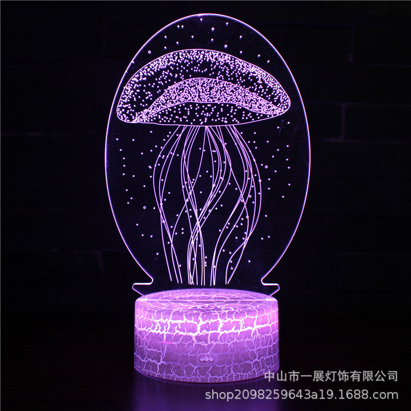 Cross-border special for shark jellyfish series colorful creative 3DLED night light gift table lamp visual light