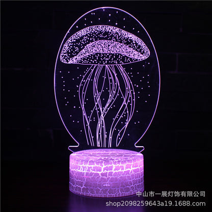 Cross-border special for shark jellyfish series colorful creative 3DLED night light gift table lamp visual light