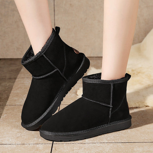 Foreign trade cross-border snow boots women 2021 new women's shoes cowhide plus velvet thick warm cotton shoes women autumn and winter cotton boots women