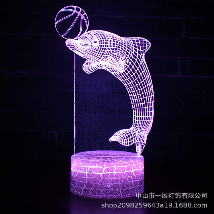 Exclusive for Amazon Explosion Dolphin Series Colorful Creative 3D Lights LED Night Lights Gift Table Lamps Visual Lights