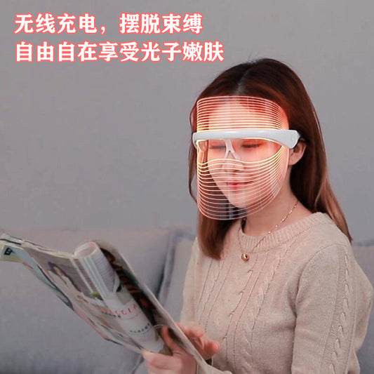 Wireless charging led beauty mask instrument facial mask machine beauty salon photon skin rejuvenation instrument Korea small light bulb face mask instrument