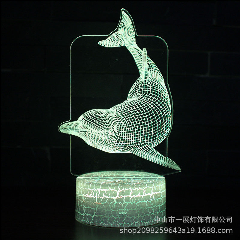 Exclusive for Amazon Explosion Dolphin Series Colorful Creative 3D Lights LED Night Lights Gift Table Lamps Visual Lights