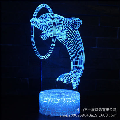 Exclusive for Amazon Explosion Dolphin Series Colorful Creative 3D Lights LED Night Lights Gift Table Lamps Visual Lights