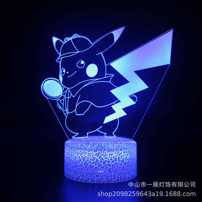 Cross-border exclusive for Pikachu Ibu pocket series colorful creative 3DLED night light gift table lamp visual lights