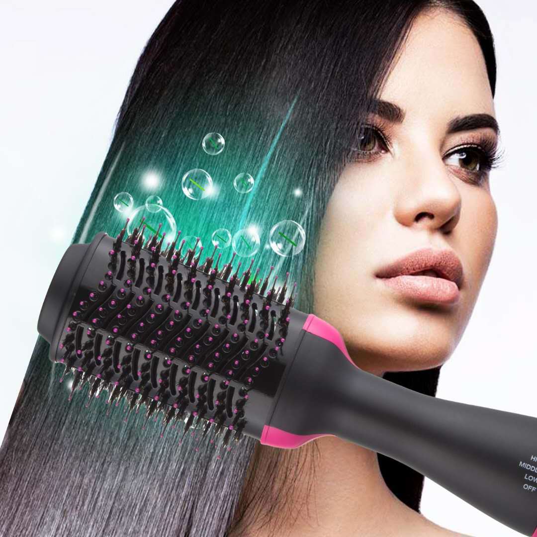 Amazon explosion models multi-function hot air comb negative ion hair comb hair curler straight hair comb hair dryer factory direct