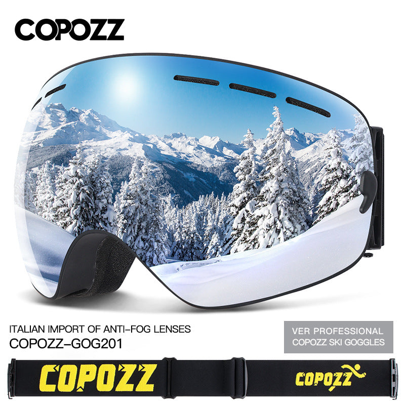 COPOZZ men and women large spherical ski goggles double layer anti-fog ski goggles ski equipment equipment coca myopia