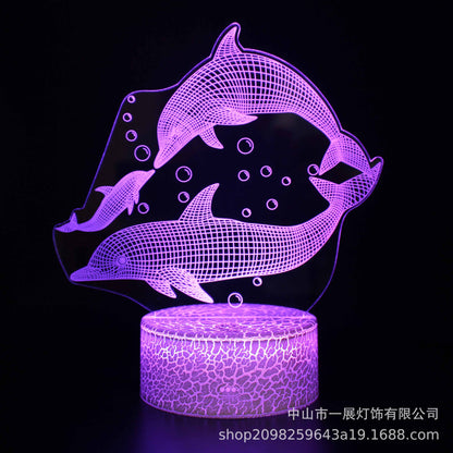 Cross-border special for shark jellyfish series colorful creative 3DLED night light gift table lamp visual light