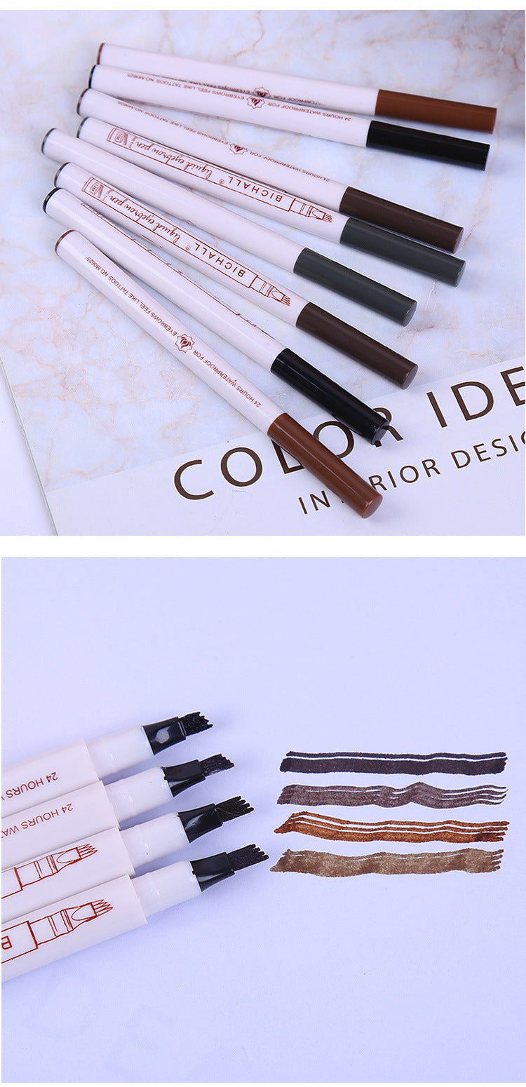 4 Colors 4 Head Eyebrow Marker Pencil Waterproof Microblading Eyebrow Thin Tattoo Pen Eyebrows Shades Makeup Eye Brow Pencil