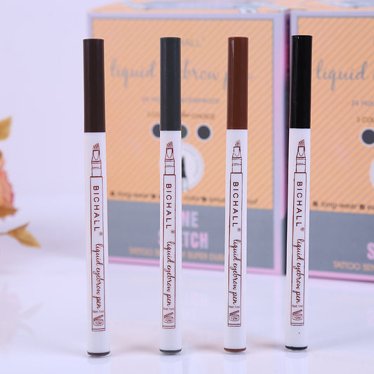 4 Colors 4 Head Eyebrow Marker Pencil Waterproof Microblading Eyebrow Thin Tattoo Pen Eyebrows Shades Makeup Eye Brow Pencil