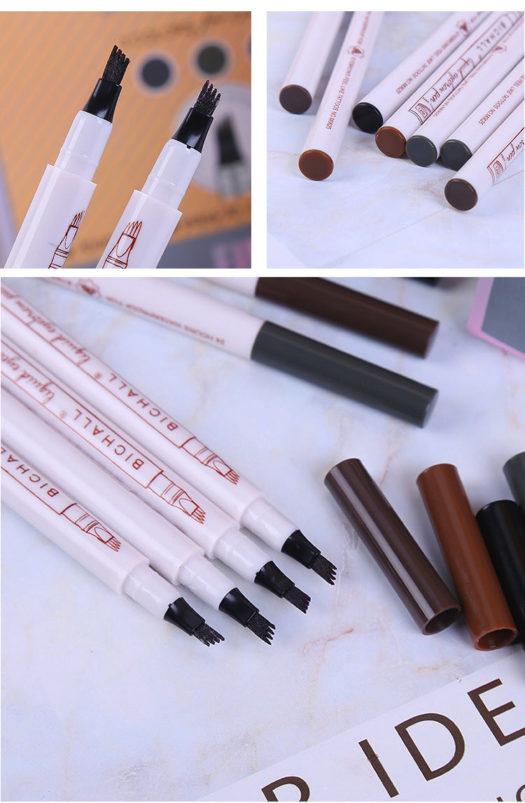 4 Colors 4 Head Eyebrow Marker Pencil Waterproof Microblading Eyebrow Thin Tattoo Pen Eyebrows Shades Makeup Eye Brow Pencil