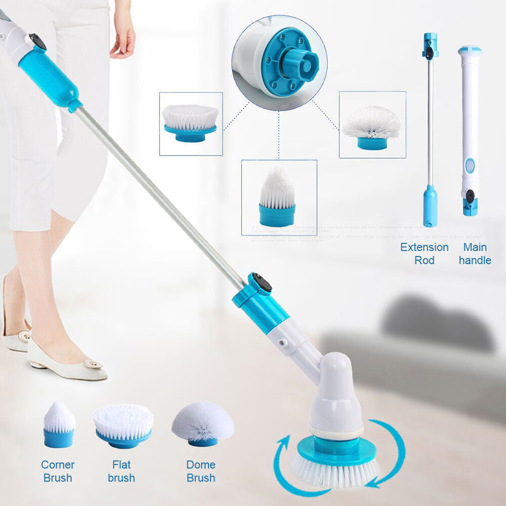 Electric Spin Scrubber Turbo Scrub Cleaning Brush Cordless Chargeable Bathroom Cleaner with Extension Handle Adaptive Brush Tub