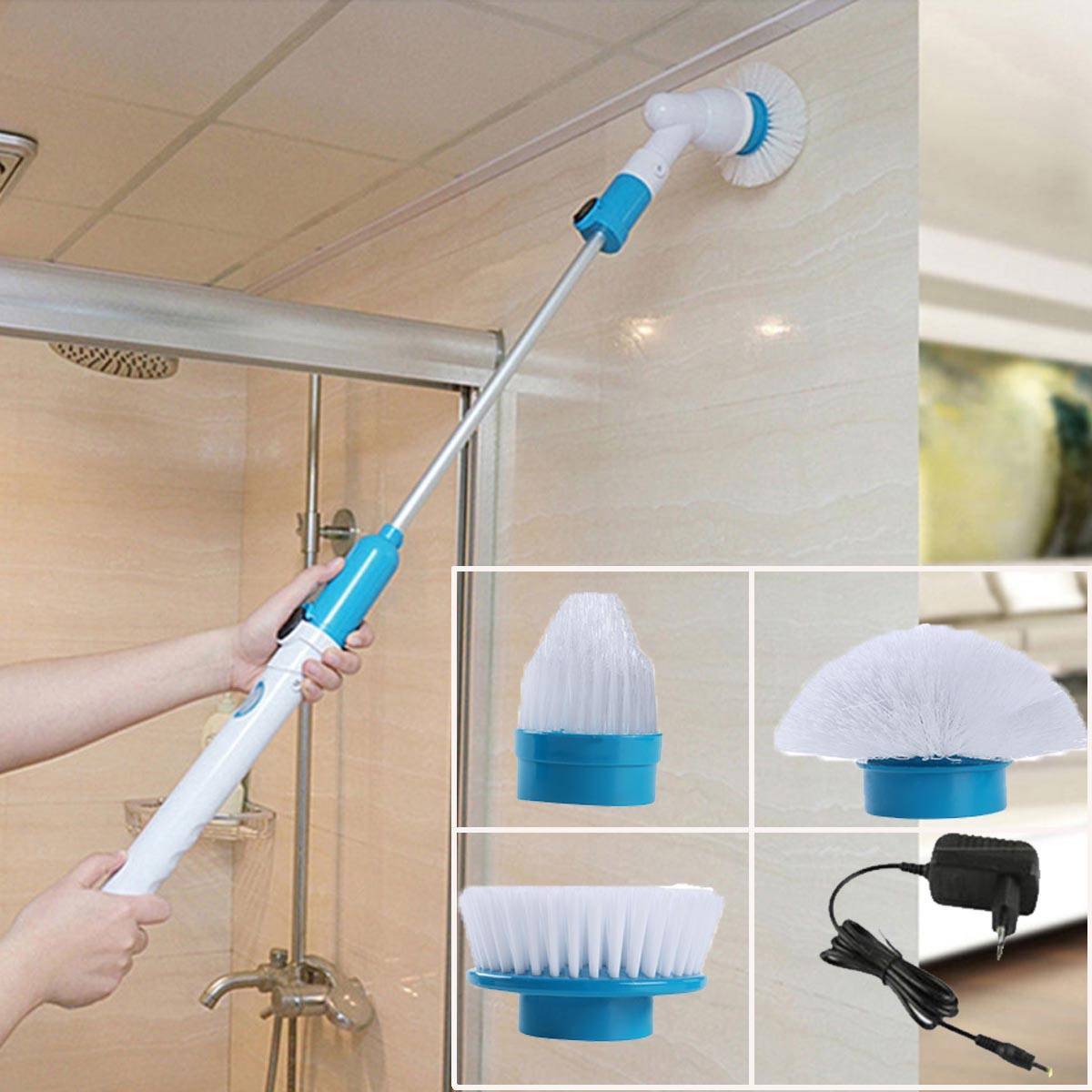 Electric Spin Scrubber Turbo Scrub Cleaning Brush Cordless Chargeable Bathroom Cleaner with Extension Handle Adaptive Brush Tub