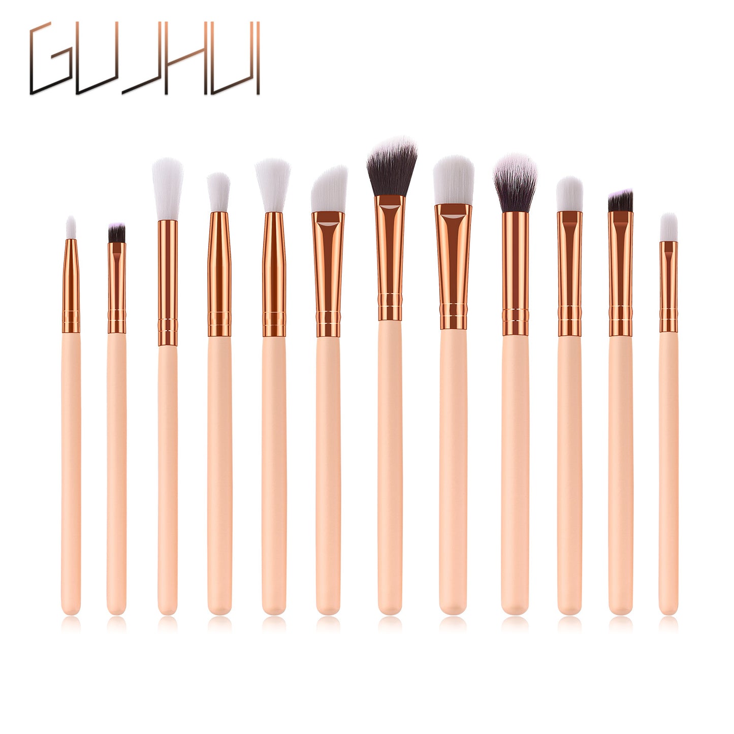 12 Eye Brushes Skin Color Brown Gold Makeup Brush Set Makeup Tools Eye Shadow Brush Beauty GUJHUI