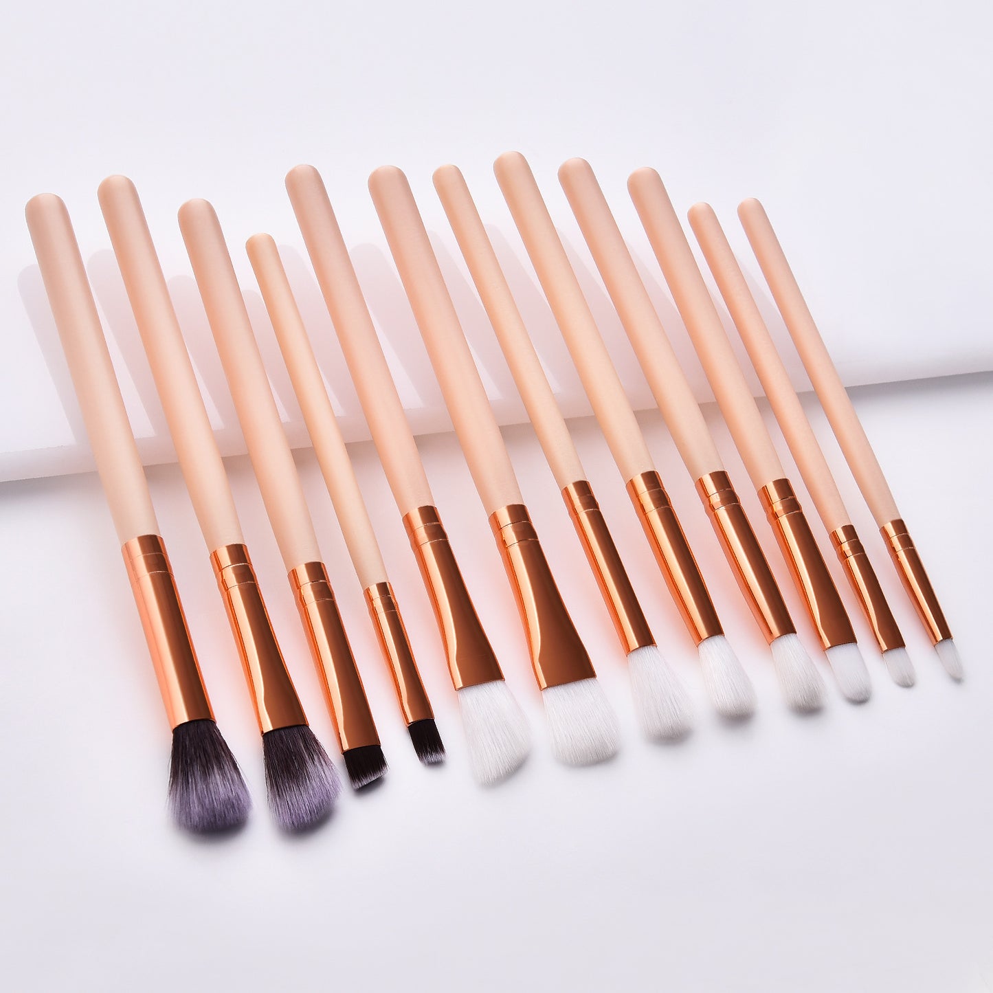 12 Eye Brushes Skin Color Brown Gold Makeup Brush Set Makeup Tools Eye Shadow Brush Beauty GUJHUI