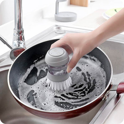 Handheld soap brush Add liquid cleaning brush Pressure type pot brush Pot bowl tableware brush pot artifact kitchen tool