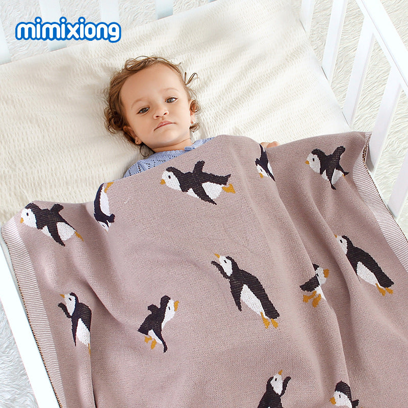 ins hot sale baby knitted penguin blanket baby stroller cover