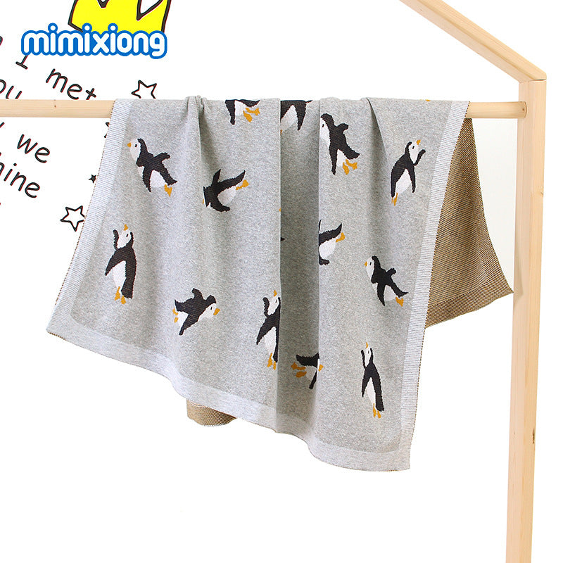 ins hot sale baby knitted penguin blanket baby stroller cover