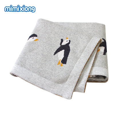 ins hot sale baby knitted penguin blanket baby stroller cover