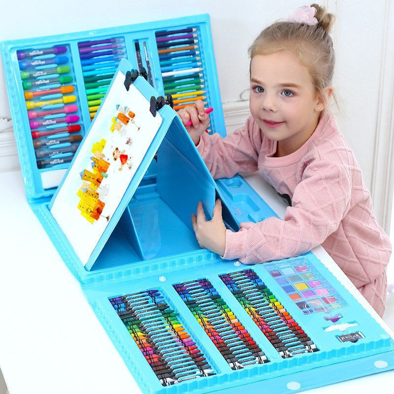 208 pieces double-panel easel version children's watercolor pen set primary school students painting brush crayon oil pastel wholesale