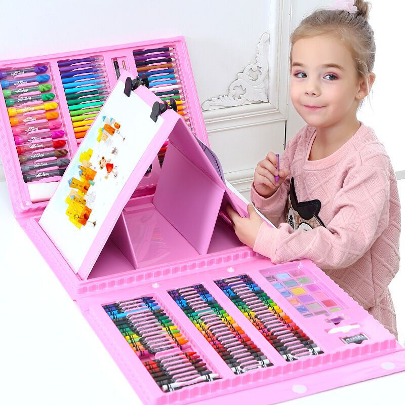 208 pieces double-panel easel version children's watercolor pen set primary school students painting brush crayon oil pastel wholesale