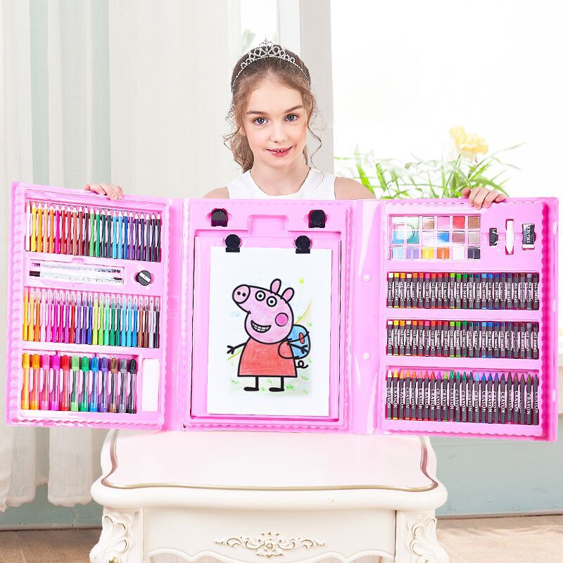 208 pieces double-panel easel version children's watercolor pen set primary school students painting brush crayon oil pastel wholesale