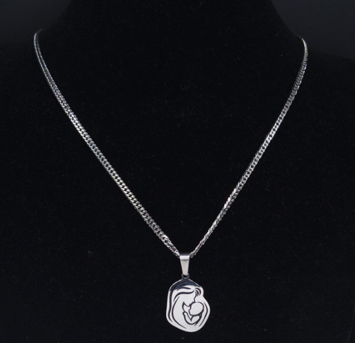 Mom Baby Stainless Stee Necklace for Women Silver Color Necklaces & Pendants Jewelry cadenas mujerMother's Day Gift N3758S01