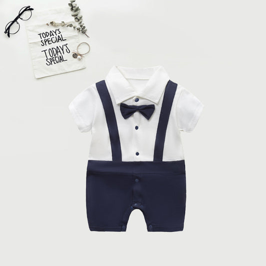 ins baby clothes summer gentleman boy baby thin cotton 0-12 month romper baby one-piece