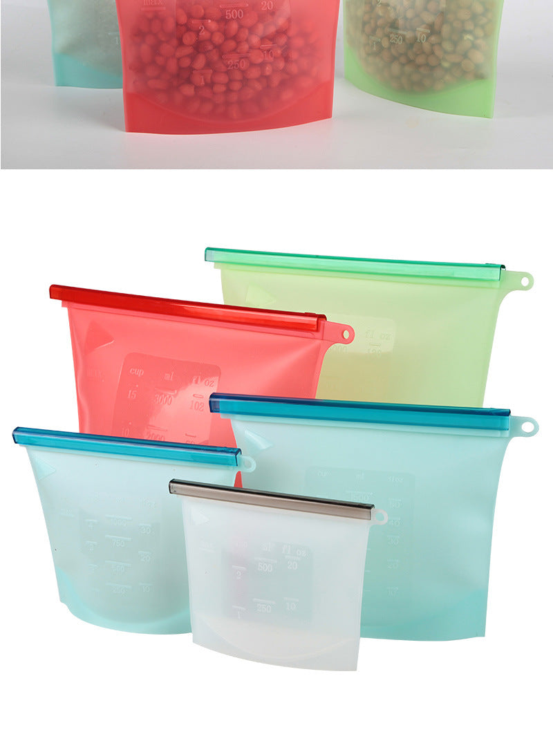 Silicone fresh-keeping bag 500ml1000ml1500ml food packaging ziplock bag broth frozen food storage