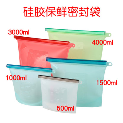 Silicone fresh-keeping bag 500ml1000ml1500ml food packaging ziplock bag broth frozen food storage