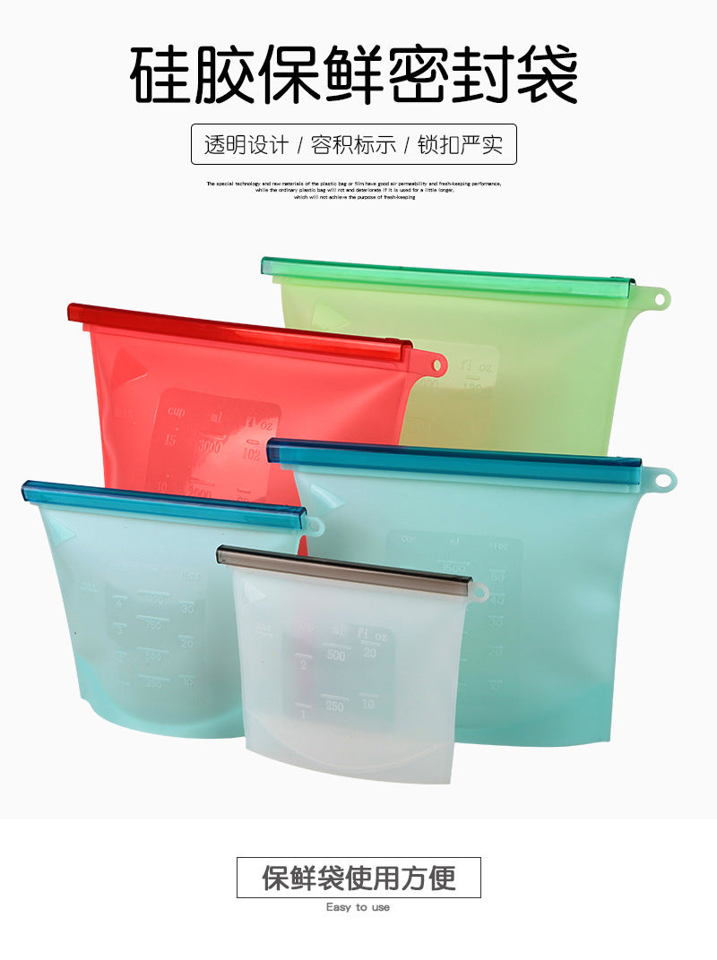 Silicone fresh-keeping bag 500ml1000ml1500ml food packaging ziplock bag broth frozen food storage