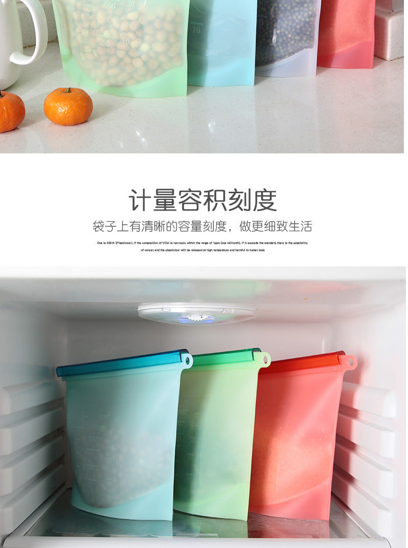 Silicone fresh-keeping bag 500ml1000ml1500ml food packaging ziplock bag broth frozen food storage