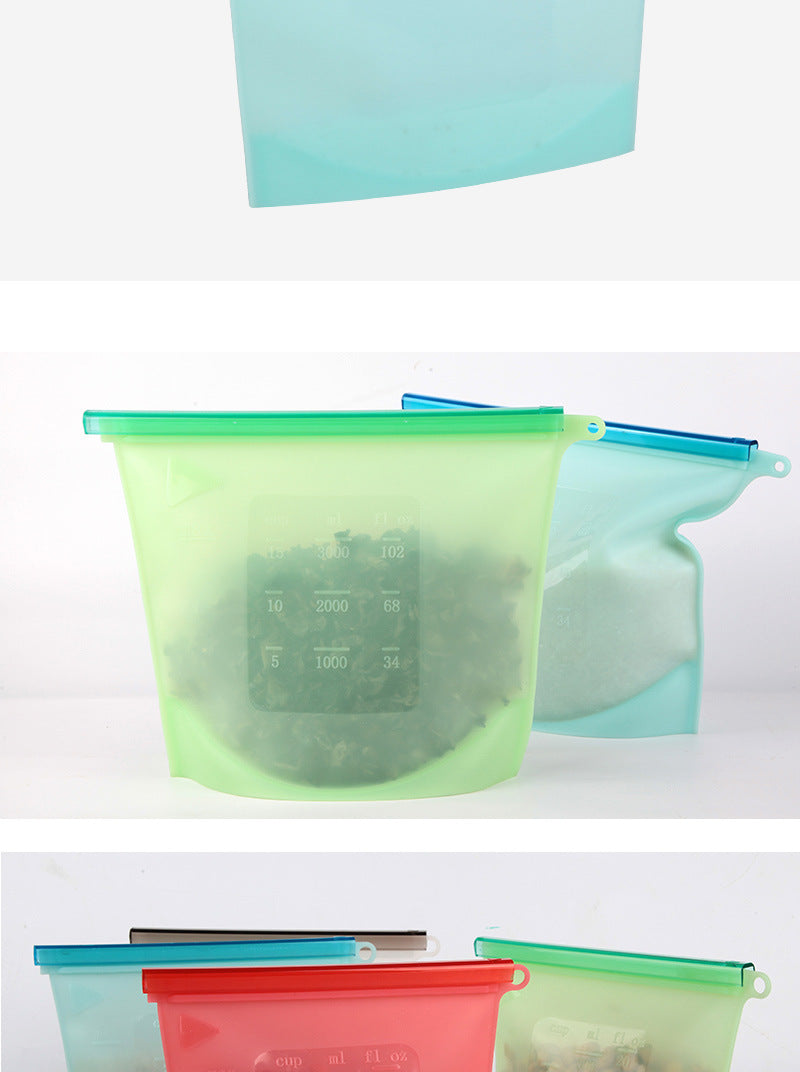 Silicone fresh-keeping bag 500ml1000ml1500ml food packaging ziplock bag broth frozen food storage