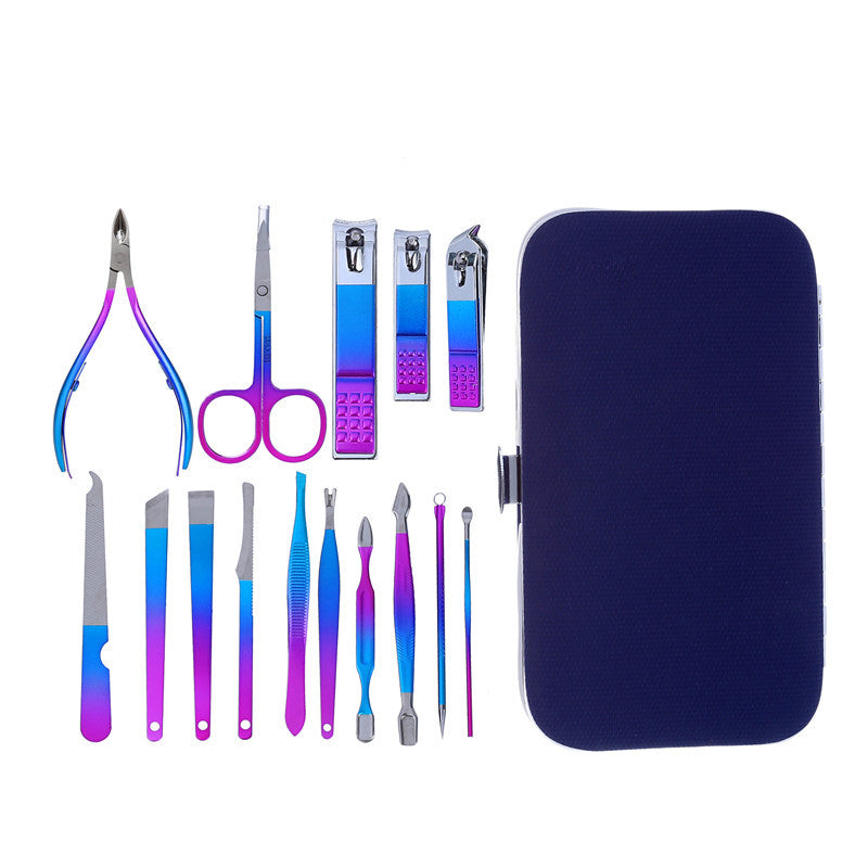 15-piece olecranon stainless steel manicure set, beauty scissors, pedicure knife, nail clippers set, nail care package