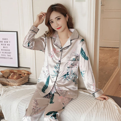 Thailand Japan Dubai cross-border e-commerce imitation silk pajamas plus size plus size silk satin short-sleeved trousers home wear for women