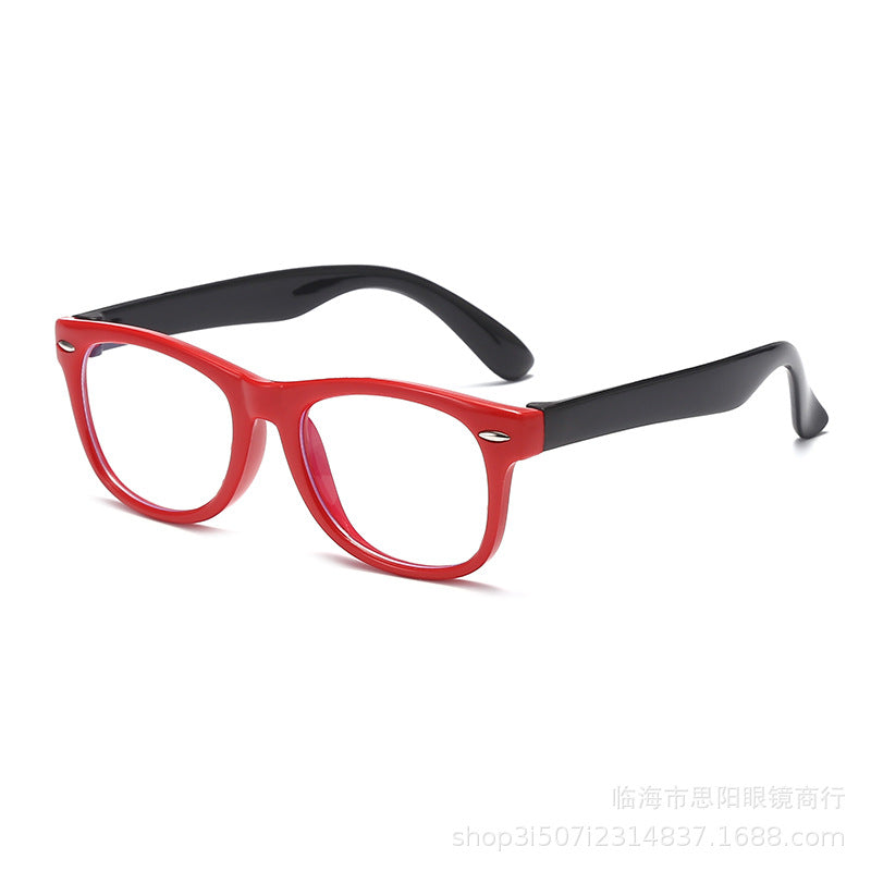 Factory direct sale of children's silicone anti-blue light glasses for men and women, anti-radiation eye protection, super light looking at computer and mobile phone goggles