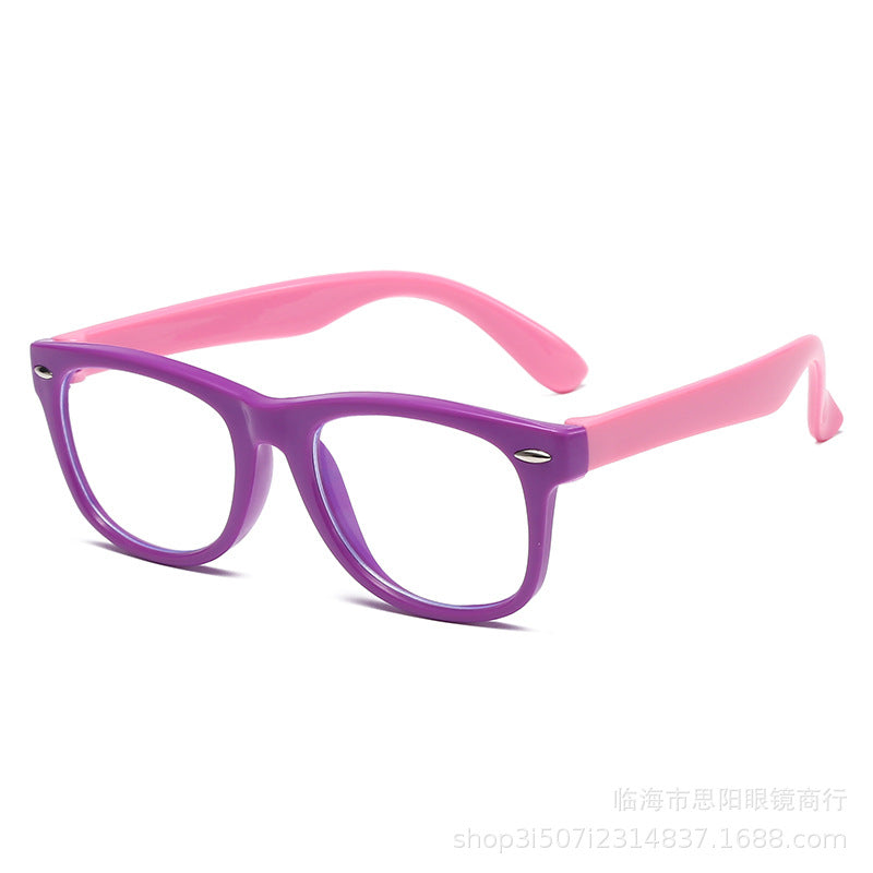 Factory direct sale of children's silicone anti-blue light glasses for men and women, anti-radiation eye protection, super light looking at computer and mobile phone goggles