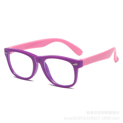 Factory direct sale of children's silicone anti-blue light glasses for men and women, anti-radiation eye protection, super light looking at computer and mobile phone goggles