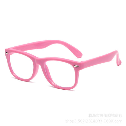 Factory direct sale of children's silicone anti-blue light glasses for men and women, anti-radiation eye protection, super light looking at computer and mobile phone goggles