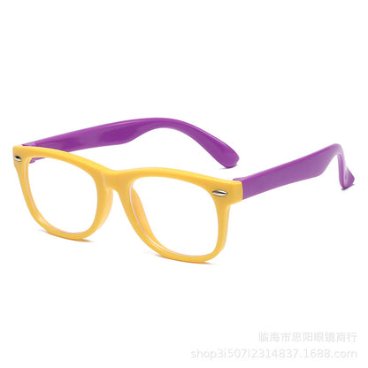 Factory direct sale of children's silicone anti-blue light glasses for men and women, anti-radiation eye protection, super light looking at computer and mobile phone goggles